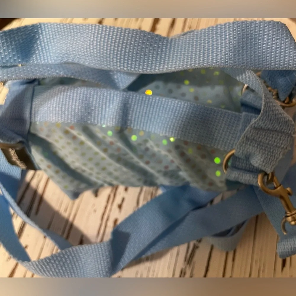 Blue with Sequin Accents Purse Puppy and Harness Large